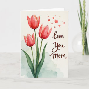 Tulipas Vermelhas Amam Você Mamãe Cartão