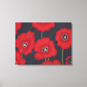 Tulipas vermelhas brilhantes na Canvas preta