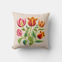 Tulipas vermelhas com um toque de amarelo Almofada