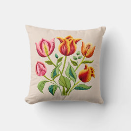 Tulipas vermelhas com um toque de amarelo Almofada
