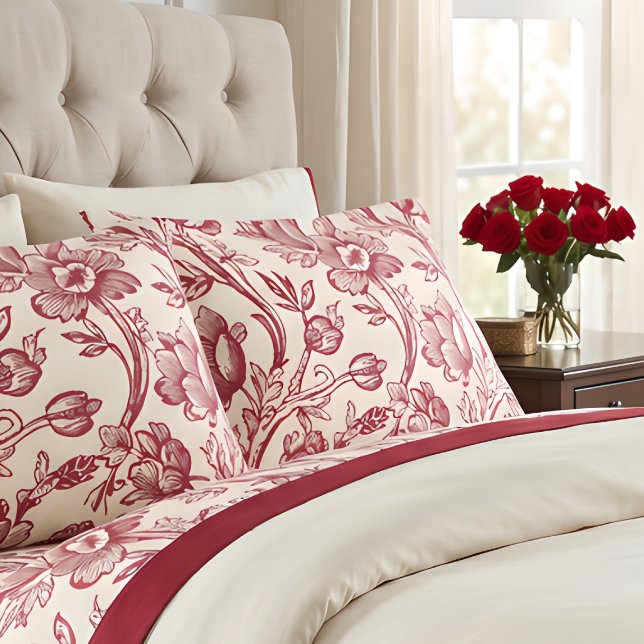 Tulipas Vermelhas e Creme Toile - Decoração Countr (Criador carregado)
