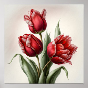 Tulipas Vermelhas Impressão