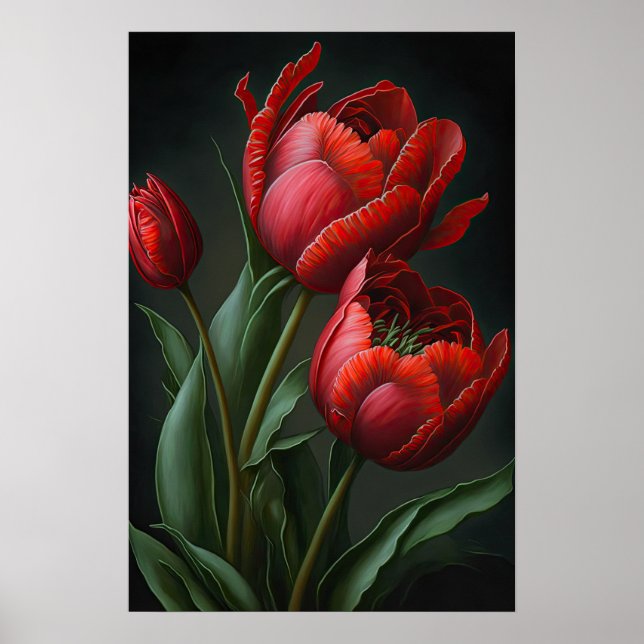 Tulipas Vermelhas Impressão (Frente)
