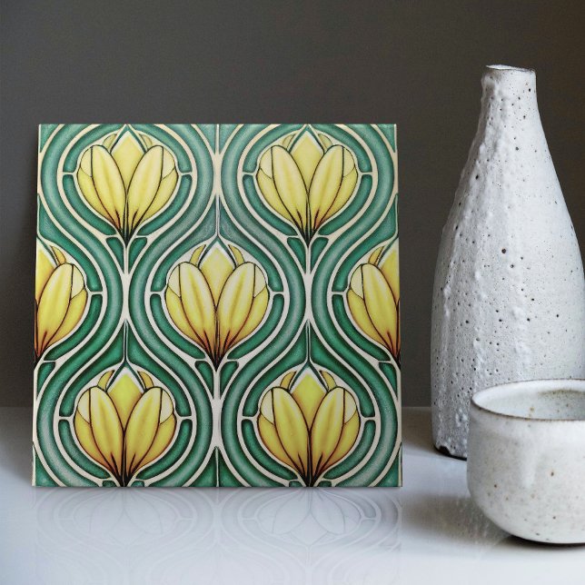 Tulips Citrus Yellow Simmetric Patterno Art Nouvea (Criador carregado)