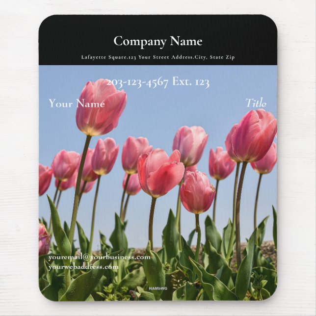 Tulips Rosa do Mousepad de presente do funcionário (Frente)