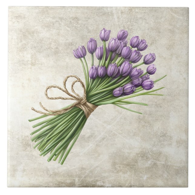 Tulips Rustic Floral Faux Ceramic Tile (Frente)