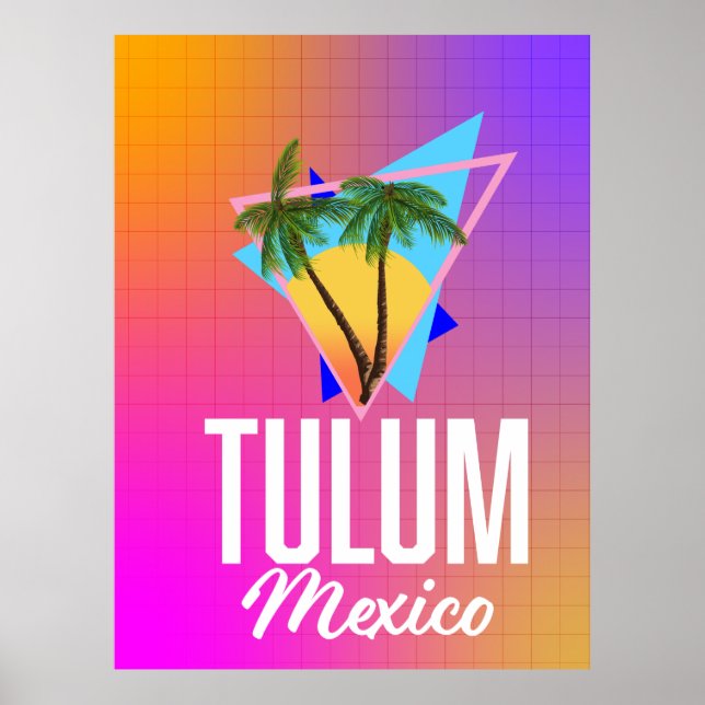 Tulum Mexico Retro poster de viagens. (Frente)