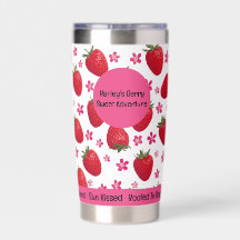 Tumbler Floral de Morango Branco Doce de Frutas