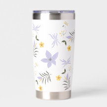 Tumbler Isolado Floral Amarelo e Roxo Suave