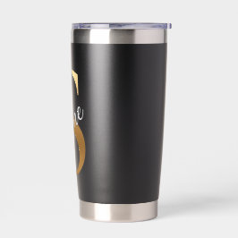 Tumbler Isolado Preto com Monograma Dourado Shine 