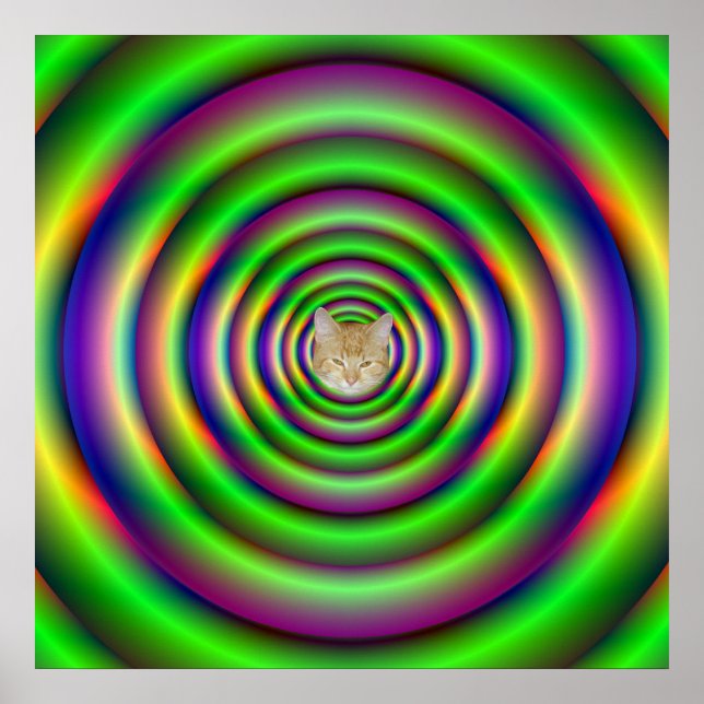 Túnel de Torus Verde Poster + gato (Frente)