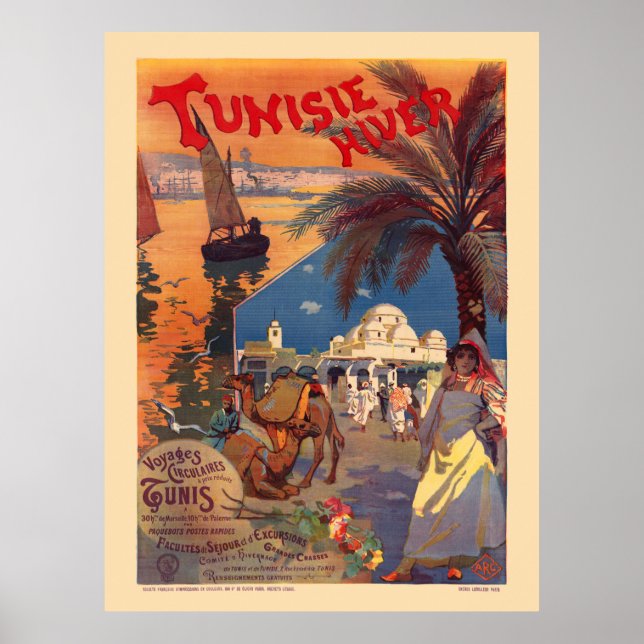 Tunisie Hiver Tunísia Poster vintage 1899 (Frente)