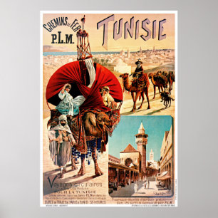 Tunisie PLM Tunísia - Poster de Viagens vintage r