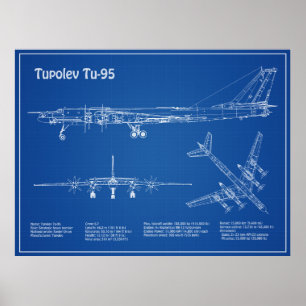 Tupolev Tu-95 - Planos de Impressão Blueprint do A