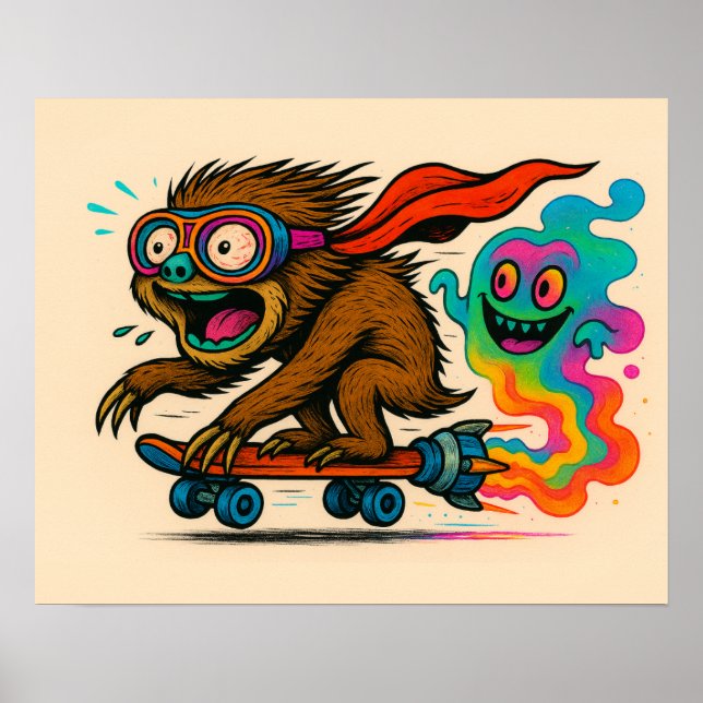 Turbo Sloth Skateboard Poster (Frente)