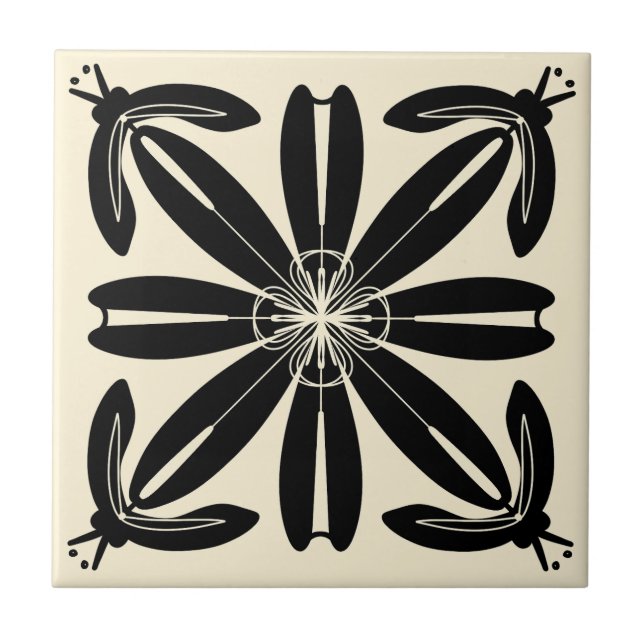 Turia Espanha Art Nouveau Black and Cream Azulejo (Frente)
