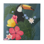 Turiano tropical na natureza<br><div class="desc">Calor Tropical I por Grace Popp. Um tucano senta sobre uma coleção de lindas folhas e flores tropicais. | 164259Z</div>