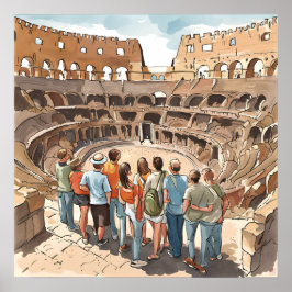 Turistas na Impressão Colosseum de Roma
