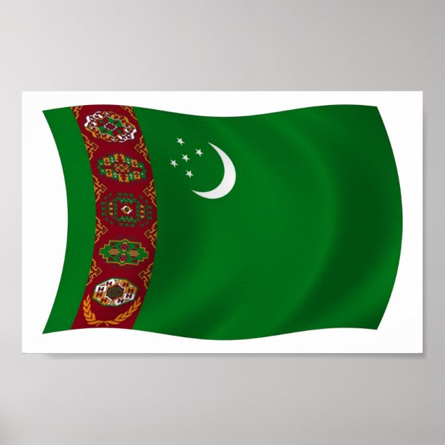 Turkmenistan Flag Poster Print (Frente)