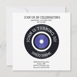 TURNING 50, Disco tema Aniversário Convite