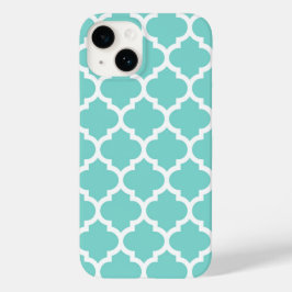 Turquesa Água Branca Padrão Marroquino Quatrefoil