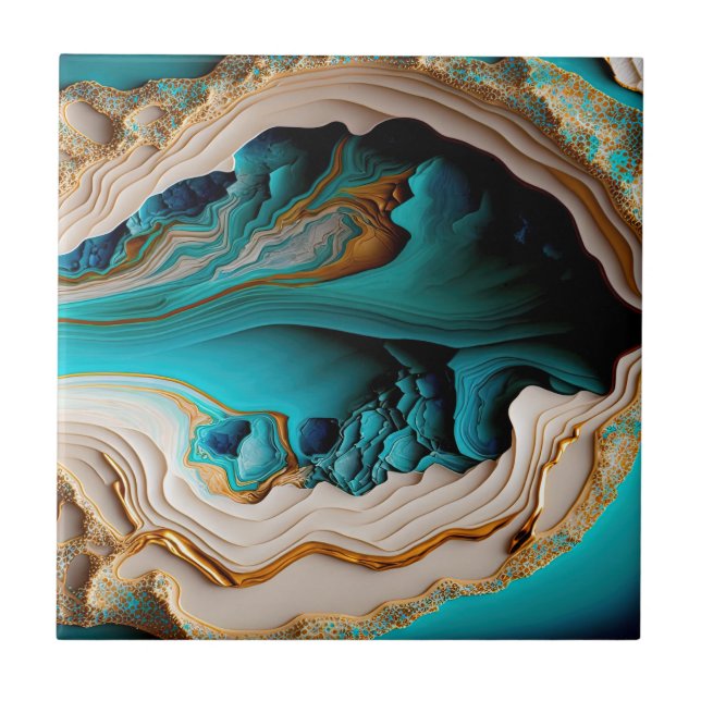 Turquesa Aqua Azul Gemstone Azul Dourado Acrísio A (Frente)