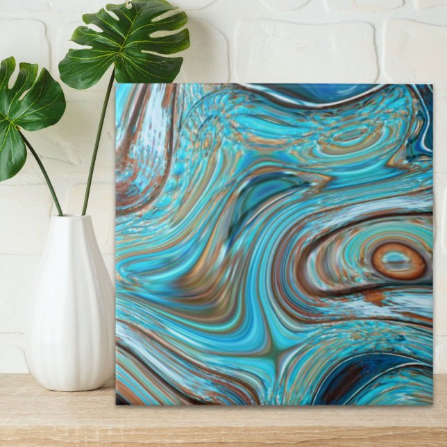 turquesa azul-de-fazenda Turquesas de madeira (farmhouse teal blue Woodgrain turquoise swirls Ceramic Tile)
