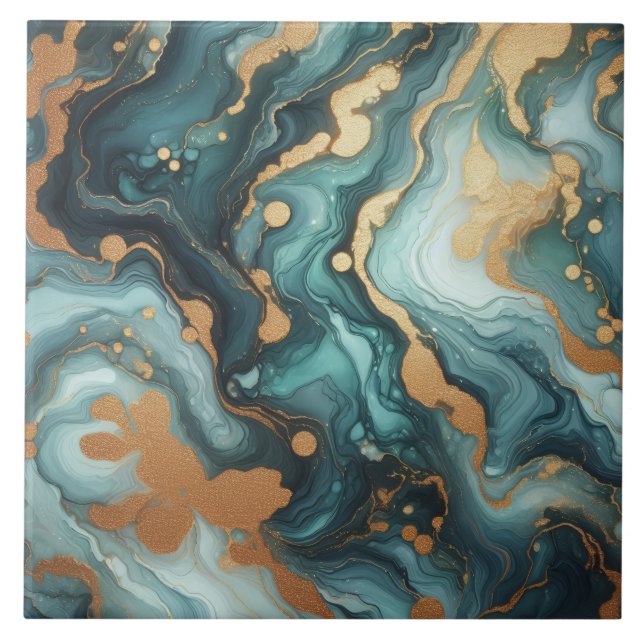 Turquesa Azul e Ouro Tinta Álcool (Frente)