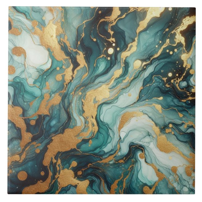 Turquesa Azul e Ouro Tinta Álcool (Frente)