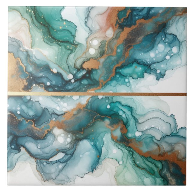 Turquesa Azul e Ouro Tinta Álcool (Frente)
