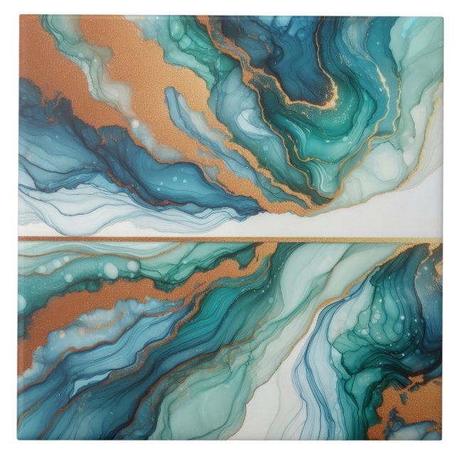 Turquesa Azul e Ouro Tinta Álcool (Frente)