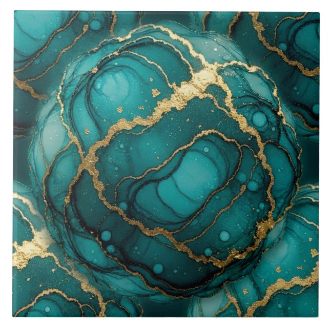 Turquesa Azul e Ouro Tinta Álcool (Frente)