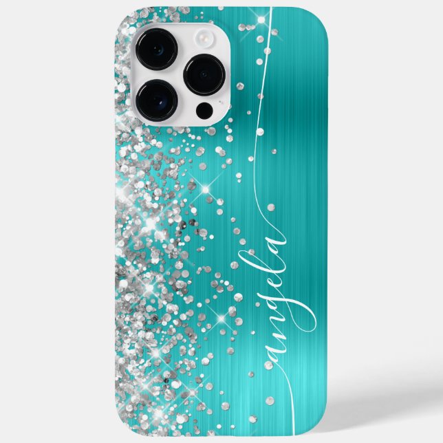 Turquesa Azul e Prata Glittery Glam Assinatura (Verso)