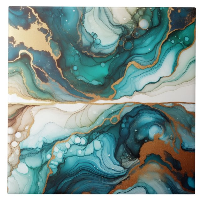 Turquesa Azul e Tinta Alcoólica Dourada (Frente)