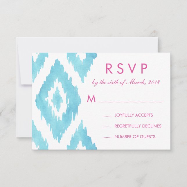 Turquesa Azul Ikat RSVP (Frente)