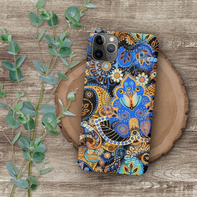 Turquesa Azul Laranja Laranja Negro Paisley Arte F (Criador carregado)