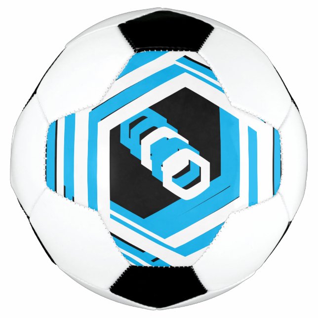 Turquesa Azul Negro Branco 4E Futebol de bola (Frente)