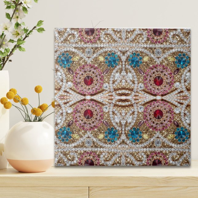 turquesa azul-prata-ouro-burguês-rosa-burguês (turquoise blue silver gold burgundy pink bohemian ceramic tile)