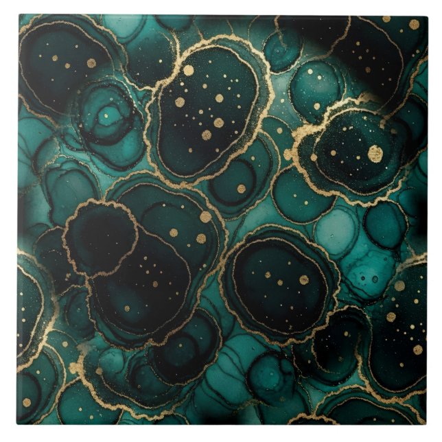 Turquesa Azul, Preto e Dourado Tinta Álcool (Frente)
