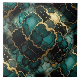Turquesa Azul, Preto e Dourado Tinta Álcool