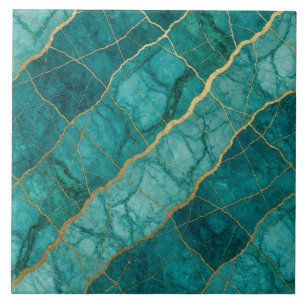 Turquesa Azul Teal e Mármore Dourado