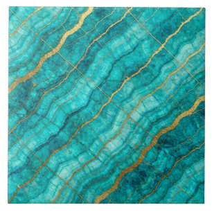 Turquesa Azul Teal e Mármore Dourado