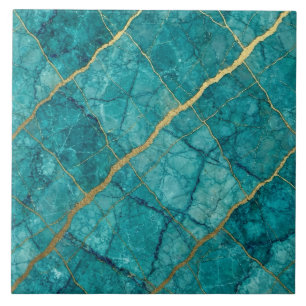 Turquesa Azul Teal e Mármore Dourado