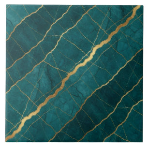 Turquesa Azul Teal e Mármore Dourado