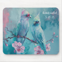 Turquesa Birds Hearts United Mousepad