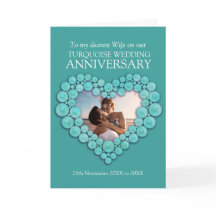 Turquesa cartão de foto da esposa no 11º aniversár