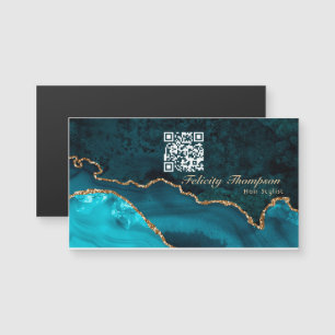 Turquesa - Código QR de Agato Teal e Dourado