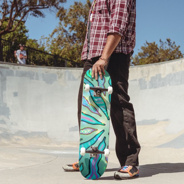 Turquesa Coral Branch Skateboard (Ao ar livre 2)