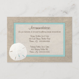 Turquesa do cartão de alojamento em praia de Sand 