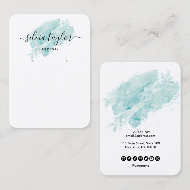 Turquesa do cartão de exibição Enrelho de Caligraf (Frente/Verso)